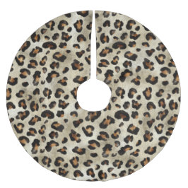 Falda Para El Árbol De Navidad De Poliéster Estampado de Animal Leopardo Guepardo Beige Marrón