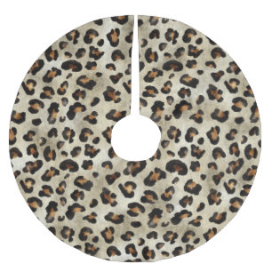Falda Para El Árbol De Navidad De Poliéster Estampado de Animal Leopardo Guepardo Beige Marrón