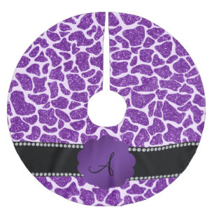 Falda Para El Árbol De Navidad De Poliéster Estampado de girafa púrpura del purpurina del