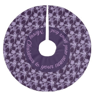 Falda Para El Árbol De Navidad De Poliéster ESTE patrón de flores violeta