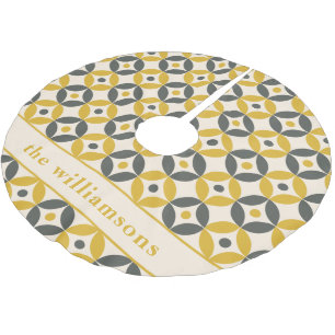 Falda Para El Árbol De Navidad De Poliéster Estilo Amarillo Gris Geométrico Personalizado  
