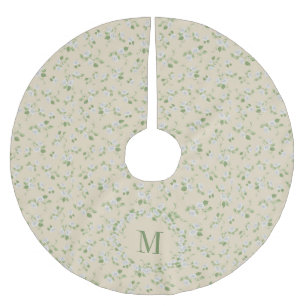 Falda Para El Árbol De Navidad De Poliéster Estilo de cabaña Floral Daisies blancos Crema Mono