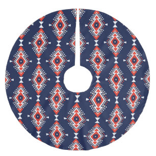 Falda Para El Árbol De Navidad De Poliéster Estilo étnico, patrón geométrico sin costuras.