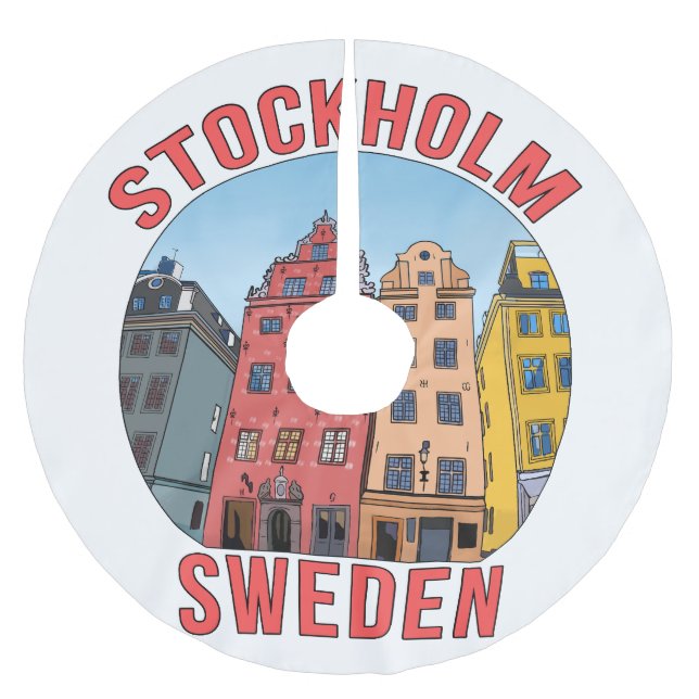 Falda Para El Árbol De Navidad De Poliéster Estocolmo Suecia (Anverso)