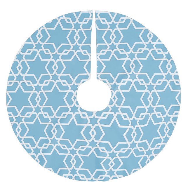 Falda Para El Árbol De Navidad De Poliéster Estrella Azul De David (Anverso)