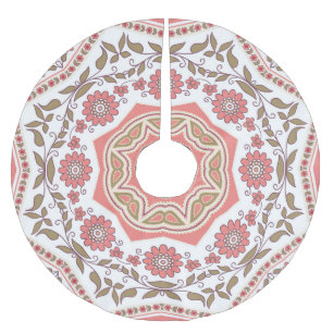 Falda Para El Árbol De Navidad De Poliéster Estrella floral mosaica: Patrón sin foco