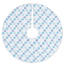 Falda Para El Árbol De Navidad De Poliéster Estrella judía azul y blanca deslumbrante de David