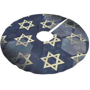 Falda Para El Árbol De Navidad De Poliéster Estrella múltiple Happy Hanukkah de SlipperyJoe de