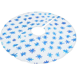 Falda Para El Árbol De Navidad De Poliéster Estrellas acuarelas - azul