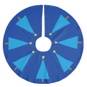 Falda Para El Árbol De Navidad De Poliéster Estrellas azules, árbol navideño moderno