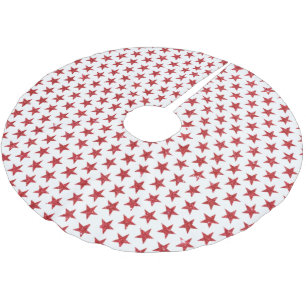 Falda Para El Árbol De Navidad De Poliéster Estrellas brillantes rojas