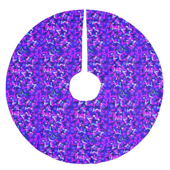 Falda Para El Árbol De Navidad De Poliéster Estrellas de Navidad (Anverso)