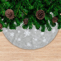 Falda Para El Árbol De Navidad De Poliéster Estrellas de Navidad con Brillo de Plata Patrón Co