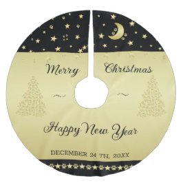 Falda Para El Árbol De Navidad De Poliéster Estrellas de Navidades brillantes de oro, trapos d