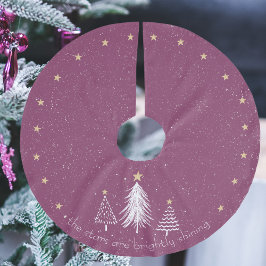 Falda Para El Árbol De Navidad De Poliéster Estrellas de oro moradas del árbol de Navidad