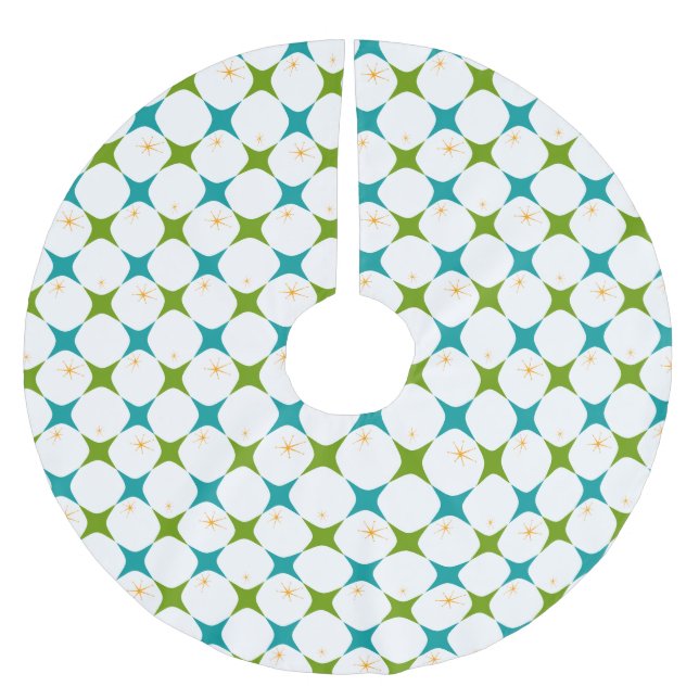 Falda Para El Árbol De Navidad De Poliéster Estrellas del diamante (Anverso)