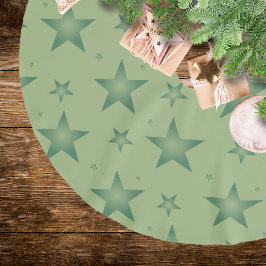Falda Para El Árbol De Navidad De Poliéster Estrellas olivares elegantes y elegantes en verde