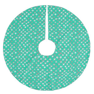 Falda Para El Árbol De Navidad De Poliéster Estrellas plateadas de turquesa