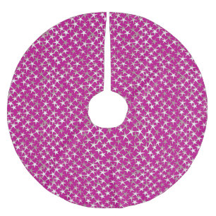 Falda Para El Árbol De Navidad De Poliéster Estrellas plateadas sobre el morado de la amatista
