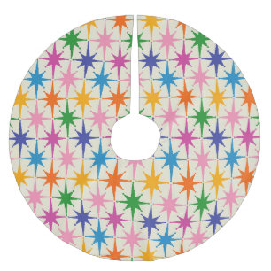 Falda Para El Árbol De Navidad De Poliéster Estrellas Retro Coloridas A Mediados Del Siglo Mod