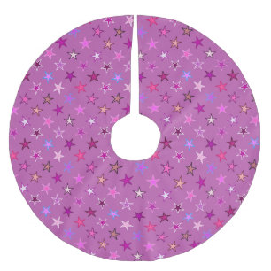 Falda Para El Árbol De Navidad De Poliéster Estrellas Twinkling modernas, violeta, ciruela y r