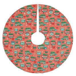 Falda Para El Árbol De Navidad De Poliéster Exhibidor de árbol de Navidad Retro Motel