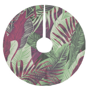 Falda Para El Árbol De Navidad De Poliéster Exótico tropical: verde de moda sin problemas