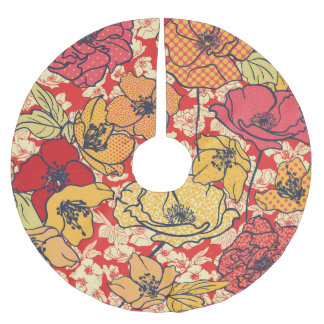 Falda Para El Árbol De Navidad De Poliéster Explosión Floral: Tendencia de la Vintage sin Mare