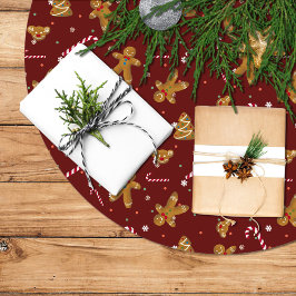 Falda Para El Árbol De Navidad De Poliéster Falda árbol de Navidad en granate y con galletas
