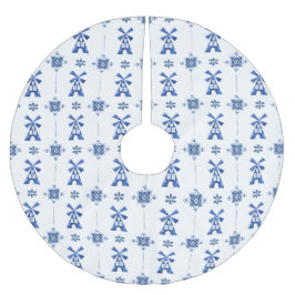Falda Para El Árbol De Navidad De Poliéster Falda azul del árbol del modelo de Delft del