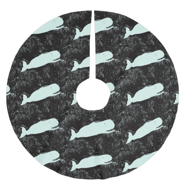 Falda Para El Árbol De Navidad De Poliéster falda blanca de ballenas (Anverso)