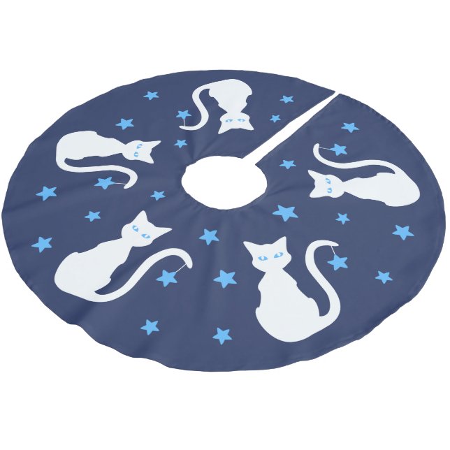 Falda Para El Árbol De Navidad De Poliéster Falda blanca del árbol del gato (Angular)