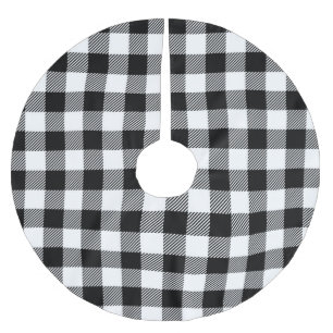 Falda Para El Árbol De Navidad De Poliéster Falda blanco y negro del árbol de la tela escoces