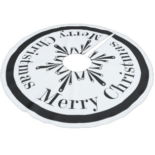 Falda Para El Árbol De Navidad De Poliéster Falda blanco y negro del árbol del copo de nieve