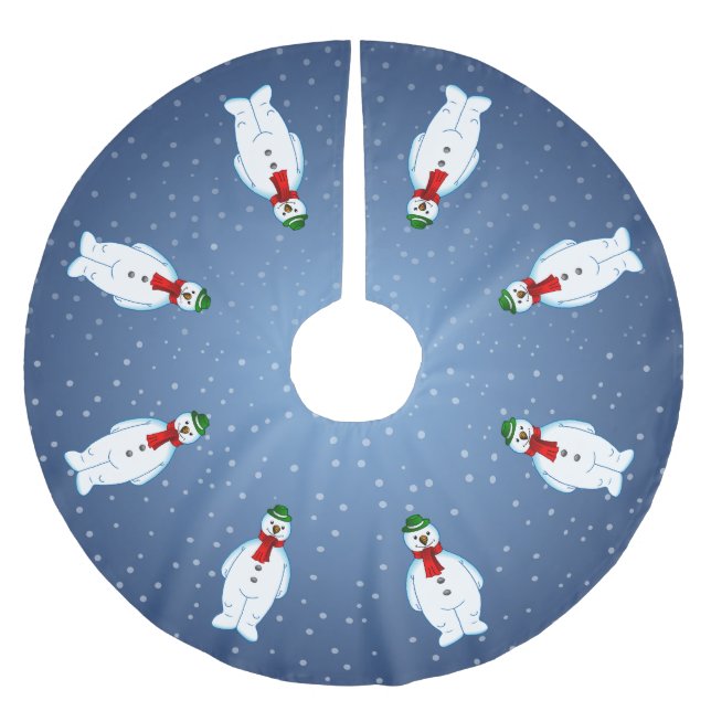 Falda Para El Árbol De Navidad De Poliéster Falda de árbol de cerezo Snowman (Anverso)