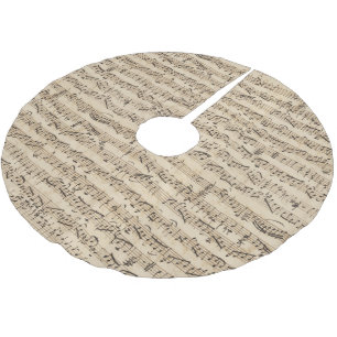 Falda Para El Árbol De Navidad De Poliéster Falda de árbol de música de hoja de cosecha manusc