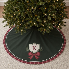 Falda Para El Árbol De Navidad De Poliéster Falda de árbol de Navidad con cresta de monograma