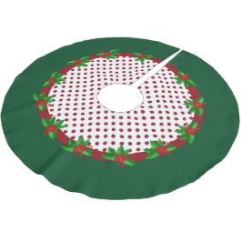 Falda Para El Árbol De Navidad De Poliéster Falda de árbol de Navidad con lunares y acebo