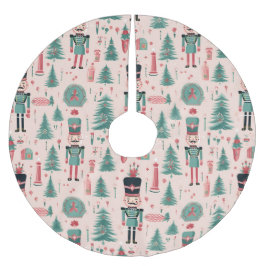 Falda Para El Árbol De Navidad De Poliéster Falda de árbol de Navidad con patrón de cascanuece