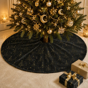 Falda Para El Árbol De Navidad De Poliéster Falda de árbol de Navidad de oro negro celestial
