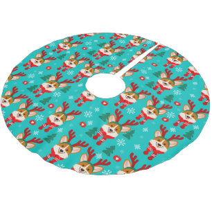 Falda Para El Árbol De Navidad De Poliéster Falda de árbol de Navidad de perro Corgi