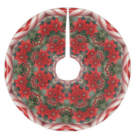 Falda Para El Árbol De Navidad De Poliéster Falda de árbol de Navidad floral roja