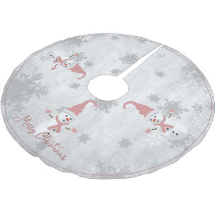 Falda Para El Árbol De Navidad De Poliéster Falda de árbol de nieve rosado