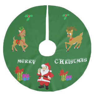 Falda Para El Árbol De Navidad De Poliéster Falda de árbol de Personalizados de Santa y de ren