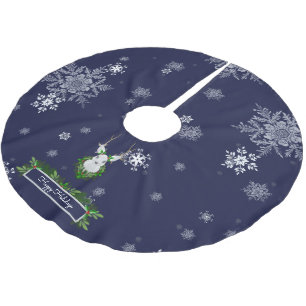 Falda Para El Árbol De Navidad De Poliéster Falda de árbol de reno azul