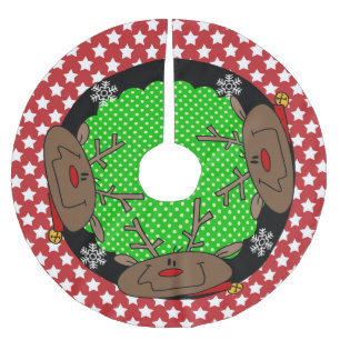 Falda Para El Árbol De Navidad De Poliéster Falda de árbol de vacaciones de renos con estrella