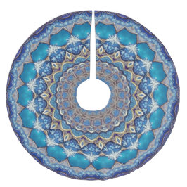 Falda Para El Árbol De Navidad De Poliéster Falda de árbol decorativa azul
