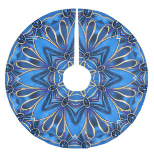 Falda Para El Árbol De Navidad De Poliéster Falda de árbol decorativo azul