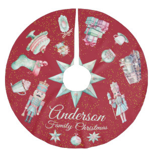 Falda Para El Árbol De Navidad De Poliéster Falda de árbol linda con diseños navideños