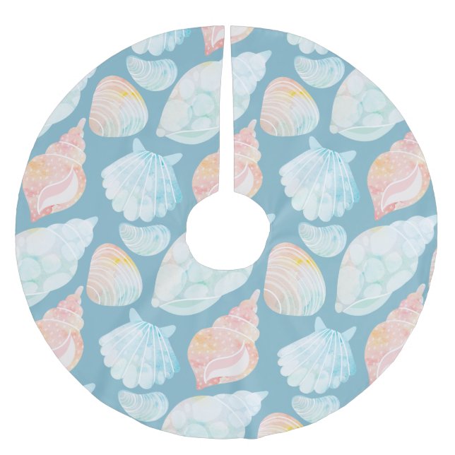 Falda Para El Árbol De Navidad De Poliéster Falda de árbol marino acuarela (Anverso)